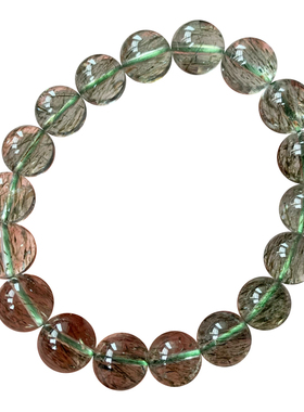 巴西天然猫眼绿发晶单圈水晶手链