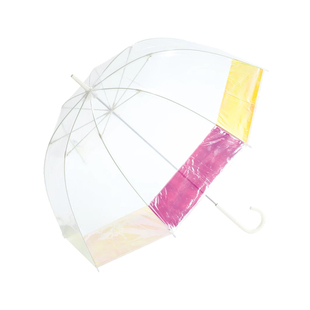 wpc雨伞极光伞时尚洋气彩虹透明伞加大加厚加固长柄雨伞女高颜值