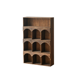 实木博古架客厅展示收纳架杯架壁挂式复古拱形多宝格多层多肉柜子