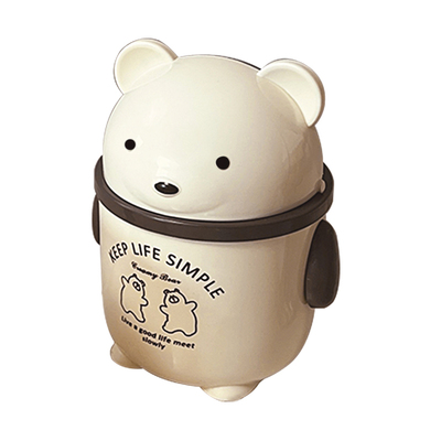 迷你桌面垃圾桶圆筒大开口翻盖式