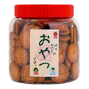 包邮现货日本NOMURA野村小圆饼全麦粗粮健康饼干天日盐大罐装500g