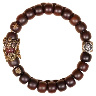 龙虎山貔貅四象老型珠招财雷击木枣木道家真品男款手串平安扣手链