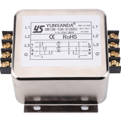 台湾YUNSANDA电源滤波器三相380V三线CW12B-3A/40A-S(005)端子台