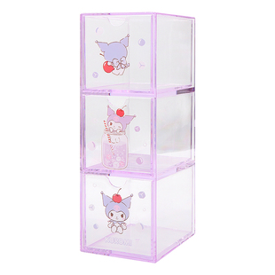 Miniso名创优品三丽鸥玉桂狗三格桌面杂物抽拉屉透明收纳储物盒子