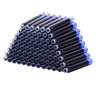 传人100支钢笔墨囊墨水胆纯蓝墨兰黑色小学生用换墨囊3.4mm通用可替换男女孩初学者儿童正姿练字用钢笔芯套装