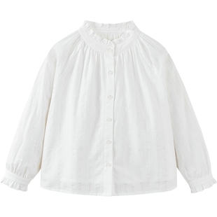 【mini亲子】迷你巴拉巴拉女童秋新品木耳边甜美上衣长袖衬衫