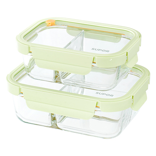 苏泊尔玻璃饭盒微波炉加热上班族带饭分格饭盒食品级密封保鲜餐盒