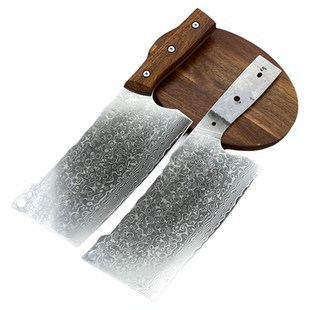 微瑕疵大马士革钢刀胚厨师专用锻打菜刀vg10斩切两用切肉片刀锋利