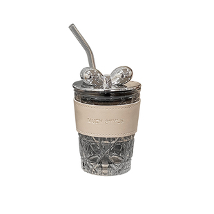 杯子女新款玻璃吸管杯办公室高颜值女士咖啡杯家用情侣喝水水杯