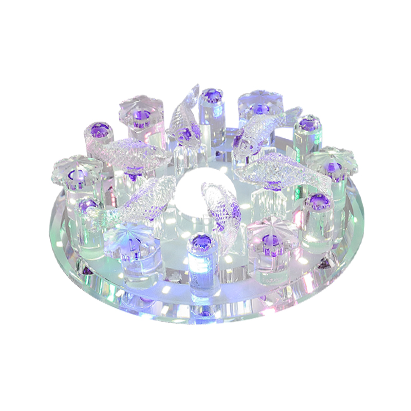led水晶灯灯门厅过道走廊玄关射灯吸顶入户三色变光嵌入暗装现代