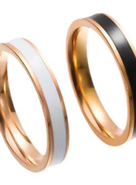 时尚韩系黑白陶瓷戒指