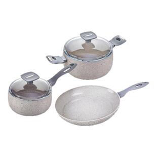 Moneta意大利进口Mammola Stone系列煎锅28cm+汤锅20cm+奶锅16cm