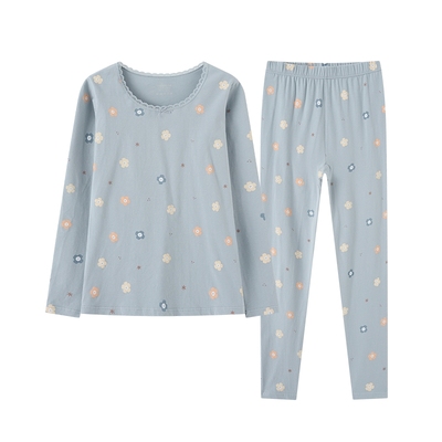 芬腾可安秋冬季可爱印花纯棉女款秋衣秋裤女士甜美保暖内衣套装女