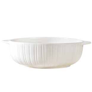 2025新款简约风纯白双耳汤碗家用加厚大容量炖菜盆沙拉碗酸菜鱼碗