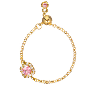 温柔叠戴极细水晶珍珠戒指赵露思同款方糖链条戒指可调节百搭气质