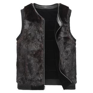 水貂马甲皮草背心男整貂皮冬季保暖海宁羊毛貂毛马夹皮毛一体裘皮