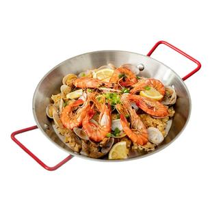 onlycook不锈钢海鲜锅平底锅电磁炉干锅西班牙海鲜饭锅专用双耳锅