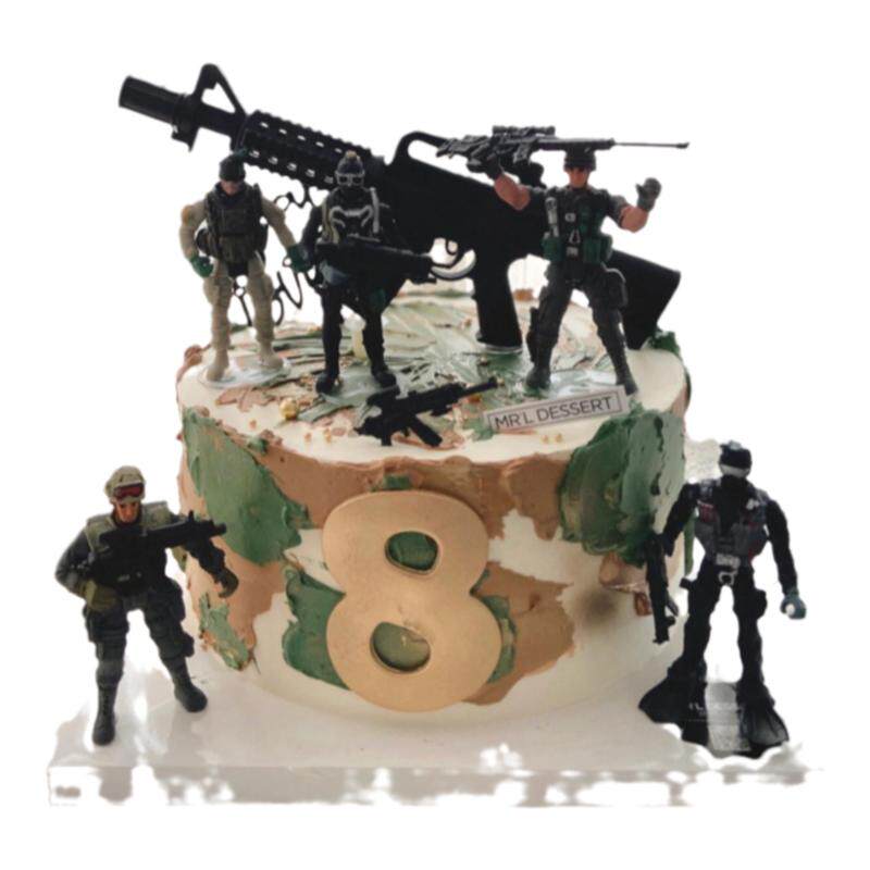 和平精英吃鸡蛋糕装饰特种兵机枪坦克飞机火箭炮弹车男孩生日摆件