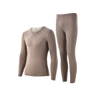 猫人保暖内衣男款加绒加厚发热羊绒蚕丝打底上衣秋衣秋裤男士套装