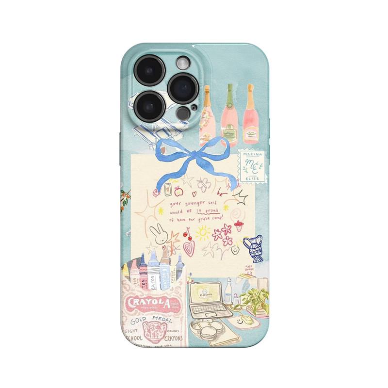 明信片~清新可爱涂鸦ins适用iPhone16/15pro手机壳新华为mate70小米14畅享70vivoS19软iqooneo9苹果13荣耀200