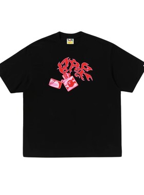 BAPE迷彩色打火机字母印花T恤