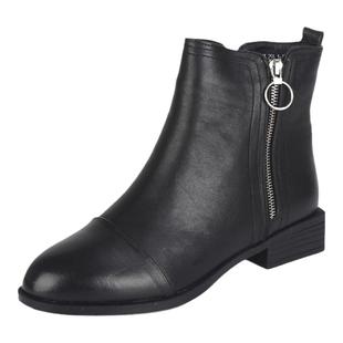 加大码女鞋41到43秋冬新款马丁靴平底皮鞋短靴真皮靴子女靴单鞋42