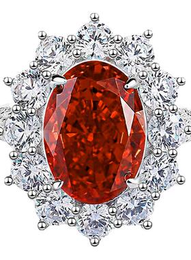 鸽子蛋宝石纯银冰花鸽血红戒指女