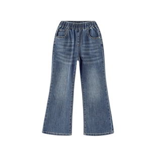 笛莎旗舰店女童牛仔裤子2026春装新款女大童儿童喇叭裤长裤薄春秋
