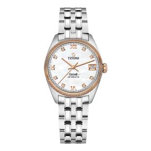 Titoni瑞士梅花手表女士腕表宇宙系列贝母机械33.5mm表盘款旗舰店