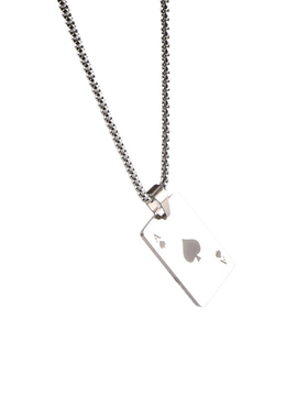 钛钢项链逢赌必赢红桃A黑桃A爱心吊坠潮男女不锈钢长款毛衣链配饰