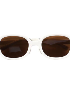 复古偏光白色椭圆框女折叠墨镜