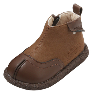 儿童宝宝加绒马丁靴子婴儿鞋子软底学步男童鞋秋冬季棉鞋女童皮鞋