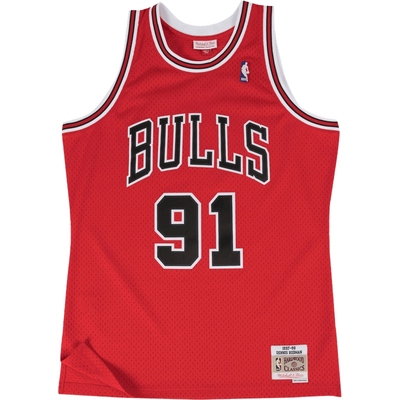 NBA官方MITCHELL&NESS篮球服公牛罗德曼复古球衣SW