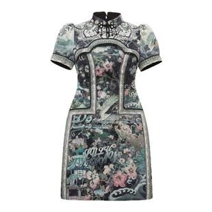 LULUALWAYS【商场同款】秋季新款古典雅致新中式盘扣短款连衣裙