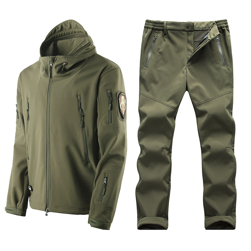 冬季户外冲锋衣男潮牌两件套加绒加厚风外套登山防寒服套装西藏