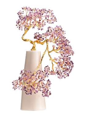 紫气东来紫水晶陶瓷花瓶摆件高档招财客厅电视柜酒柜乔迁新居礼品