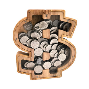 木质存钱罐钱箱存钱罐储钱罐摆件卡通透明礼品圣诞节圣诞树压岁钱