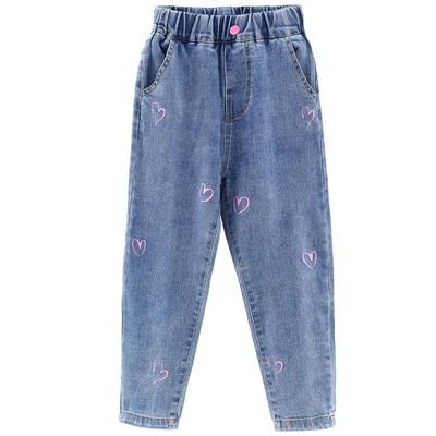 女童牛仔裤加绒加厚老爹裤秋冬