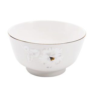 高档金边陶瓷餐具碗盘碟套装米饭碗高足碗饭盘家用泡面碗溢彩大碗