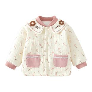 女宝宝棉袄秋冬季单件上衣儿童男家居服120g夹棉外套婴儿棉衣保暖