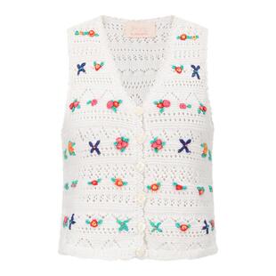 yeye by b.Fleurs 新款法式复古手工绣花V领宽松彩色针织马甲背心