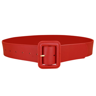 腰封女真皮头层牛皮红色装饰配裙大衣羽绒服毛衣束腰本命年宽腰带