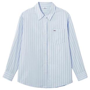 热风2025年秋季新款女士基础条纹轻薄衬衫透气不闷汗面料挺括有型