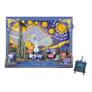 若物若客星月夜木艺画集积木立体摆件拼图创意手工情人节礼物玩具