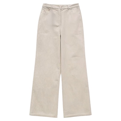 秒发！OUNCE韩国东大门25冬宽松纯色直筒裤女灯芯绒加绒休闲裤子