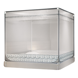 2025年新款防尘顶儿童防摔蚊帐家用免安装拉链蒙古包三开门支架