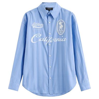 Ed Hardy埃德哈迪夏季流行新款蕾丝绣标复古条纹女士衬衫