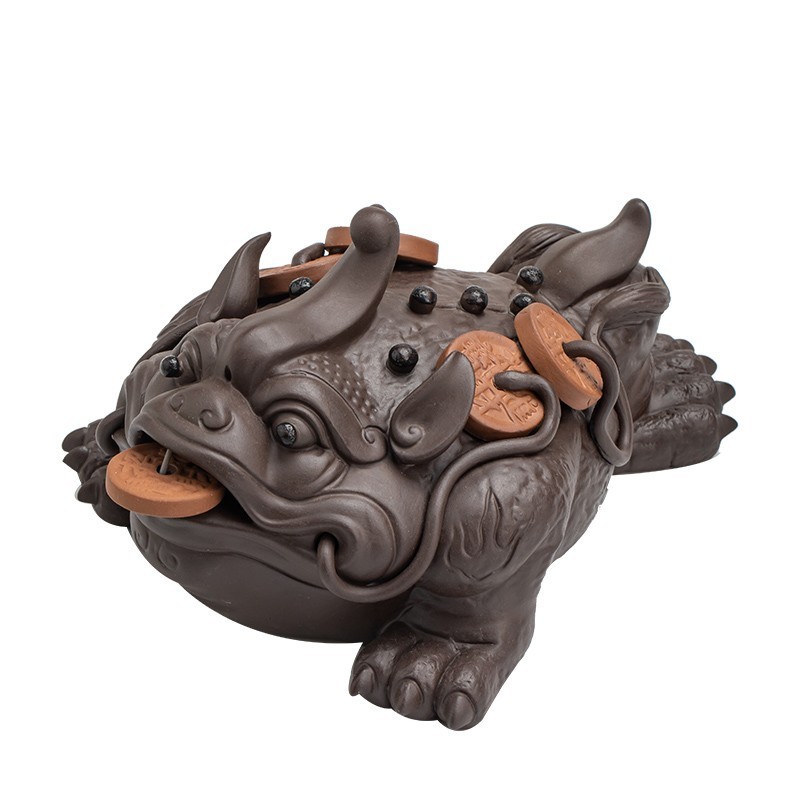 手工紫砂可养金蟾茶宠摆件