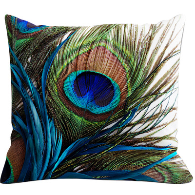 孔雀客厅沙发午睡靠背垫抱枕套