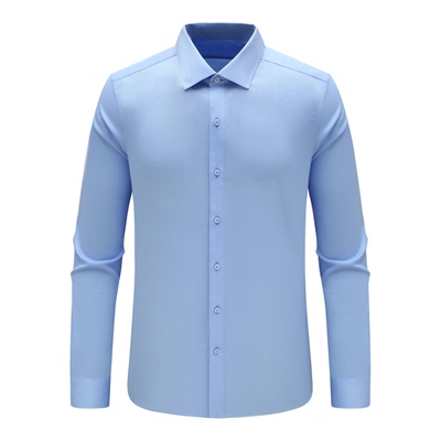 正装全棉浅蓝色免烫长袖衬衫